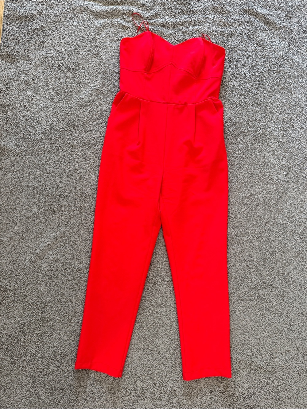 Adelyn Rae Bright Red Strapless Sweetheart Jumpsuit